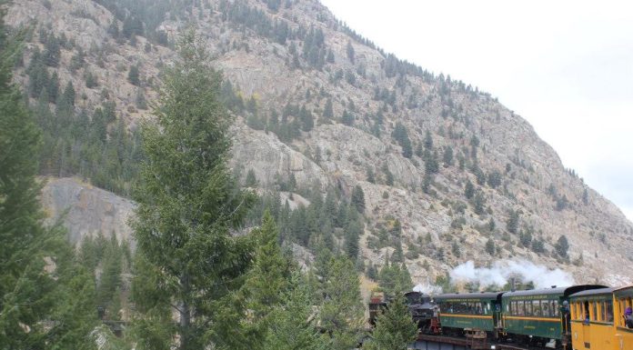 Georgetown Loop Railroad traveling in mountains