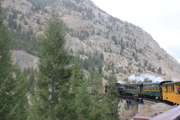 Georgetown Loop Railroad traveling in mountains