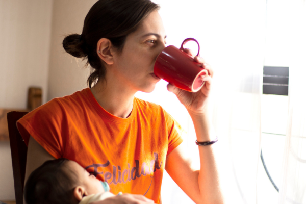 mom drinking coffee