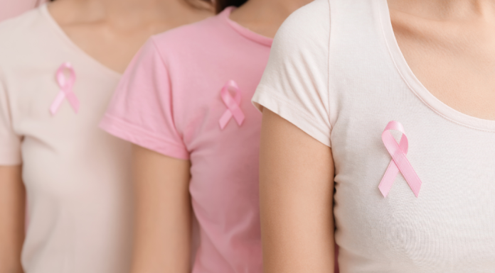 women with breast cancer awareness pink ribbons