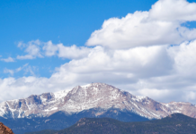 Pikes Peak Mountain in the background, Garden of the Gods in the foreground