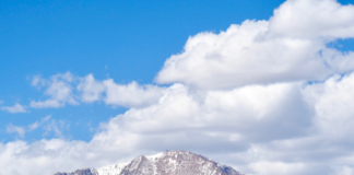 Pikes Peak Mountain in the background, Garden of the Gods in the foreground