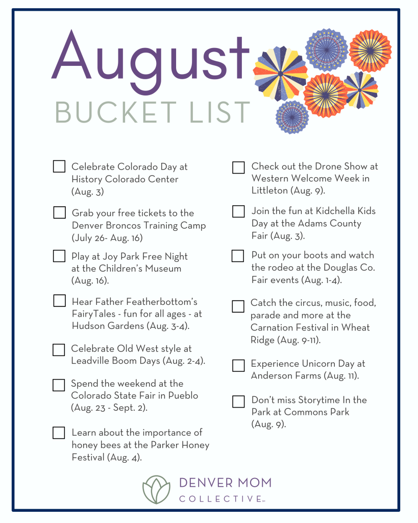 August Bucket list for Denver families