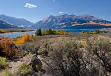 Mt. Elbert, Colorado's Highest Peak with Twin Lakes in the fall.