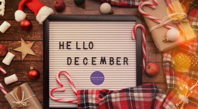 sign that says Hello December with plaid, candy canes and stars around the border.